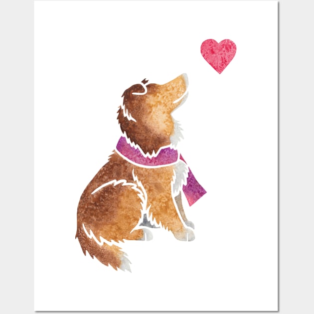 Watercolour Shetland Sheepdog Wall Art by animalartbyjess